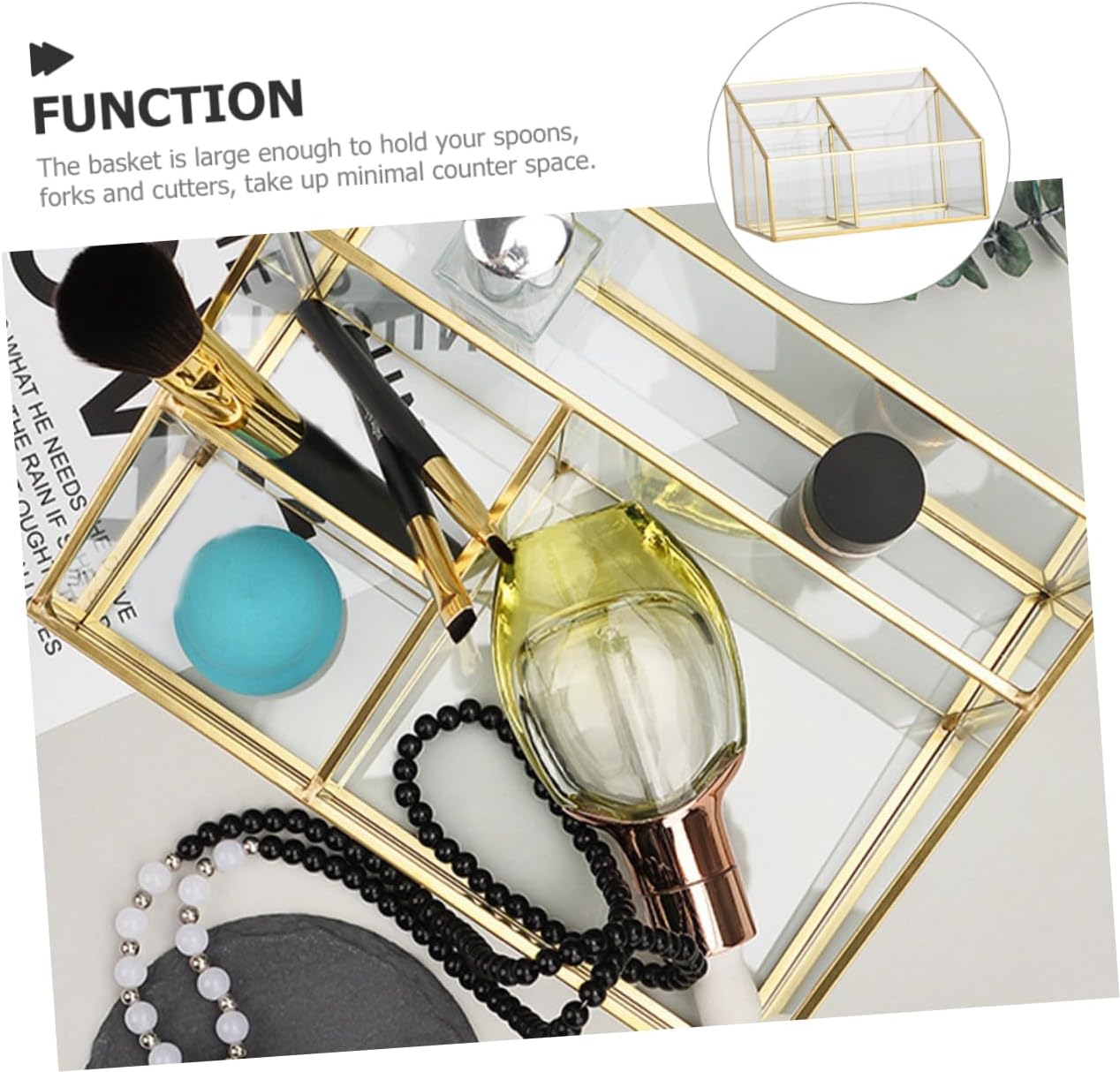 Healifty Glass Cosmetic Display Case with Frame Transparent Makeup Organizer for Skincare Jewelry and Brushes Desktop Storage Stand for Bathroom and Bedroom Keeps Accessories Neat and Easy