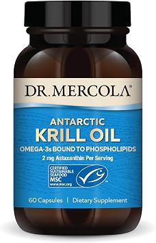 Dr. Mercola Antarctic Krill Oil - 1,000 mg - Omega-3 Supplement with EPA & DHA - Supports Brain, Heart, Joint & Immune Health - GMO-Free, Gluten-Free & Soy-Free - 60 Capsules 30 Servings