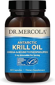 Dr. Mercola Antarctic Krill Oil, 30 Servings (60 Capsules), Dietary Supplement, Support Organ, Bone and Joint Health, Non GMO, MSC Certified