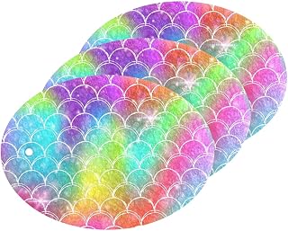 MAOBLYR Quick Absorption Household Cleaning Sponge,Double-Sided Reusable3.54x2.56In,Kitchen Tableware Multi-Purpose Cleaning 3 Sets-Mermaid Princess Rainbow Scales