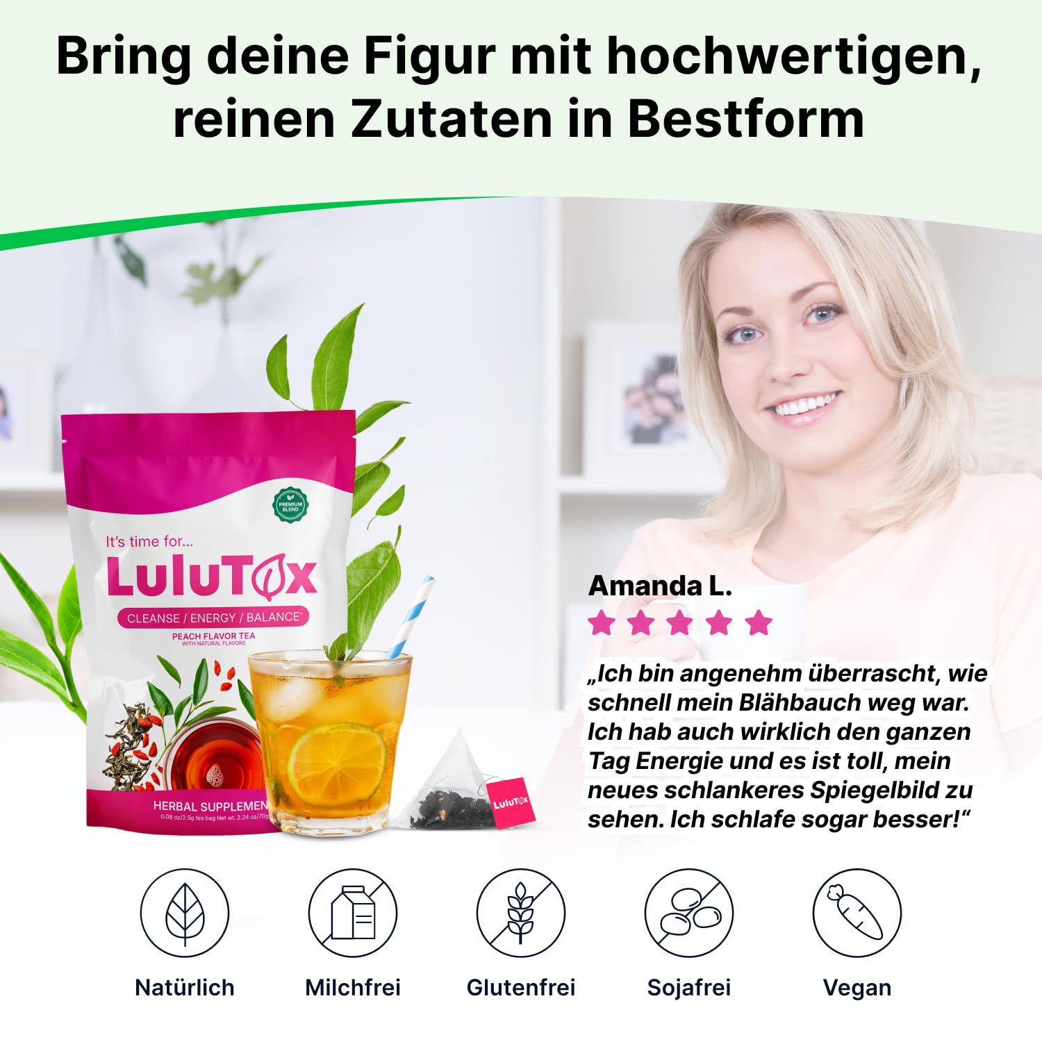 Lulutox Kräutertee Bundle – Kamille Lavendel Abendtee (28 Pyramiden-Teebeutel) & Pfirsich Kräutertee (84 Portionen) – Koffeinfreie Kräutertee Vielfalt