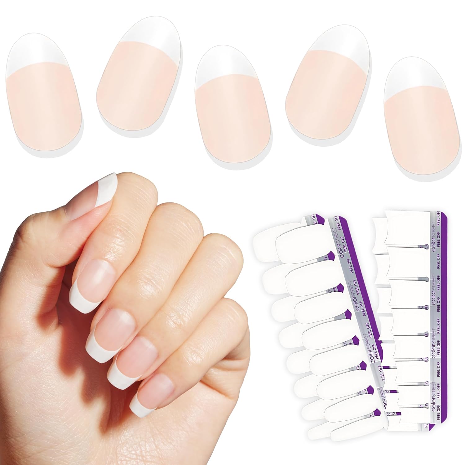 Color Street 'French Twist' (FTS009) - French Tip Nail Polish Strips Glazed For Days (2022)