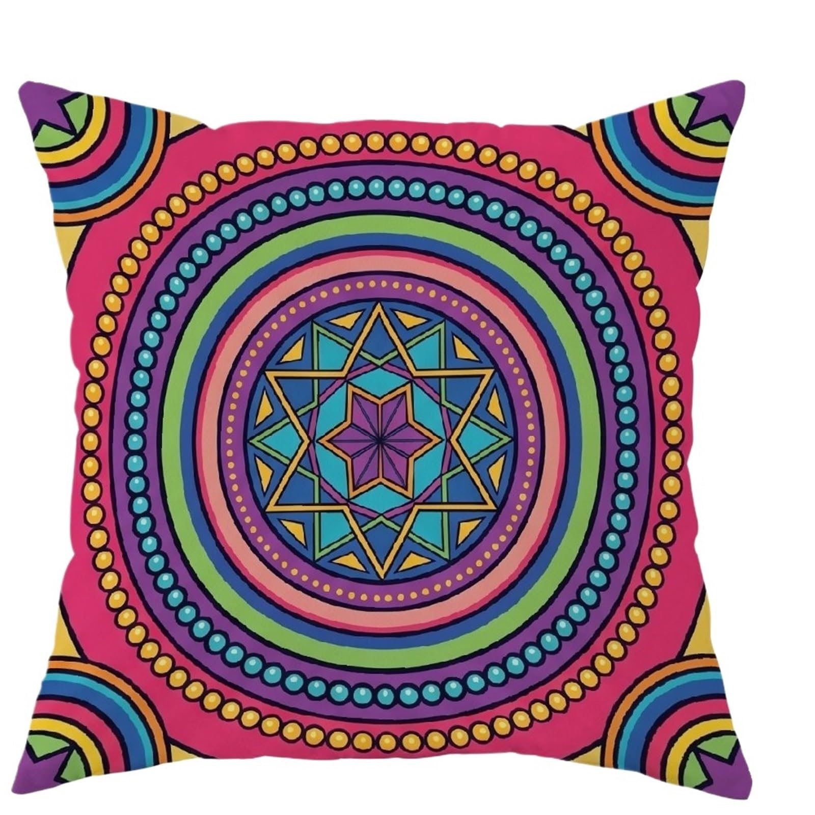 MKYYIOED Cushion Covers 1/4pcs Mandala Floral Throw Pillow Cover Home Farmhouse Outdoor Decoration Cushion(YELLOW,50x50cm)
