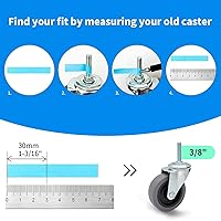 Vista 7 de MySit Ruedas giratorias, vástago roscado de 3 pulgadas, ruedas TPR de 3/8 "-16 x 1-1/2", rueda de goma termoplástica resistente con capacidad