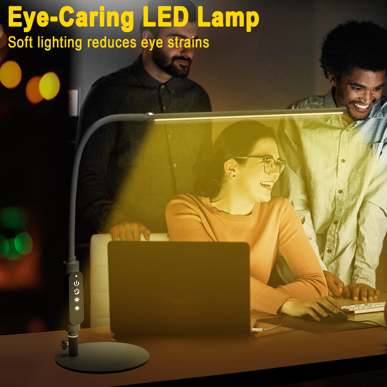 CGBE 60cm Lampada da Tavolo per Unghie LED 18W per Onicotecnico Nero | 360° Flessibile Lampada da Scrivania, Tocca Controllo, 3 Modalità 5 Luminosità Dimmerabile per Manicure Lettura Studio Lavoro