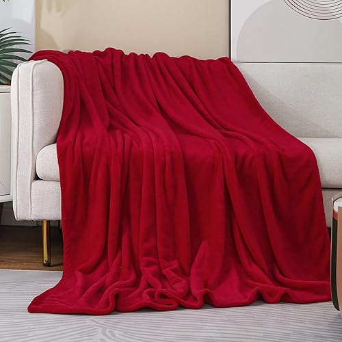 Miniatura 2 de JIAHANNHA Manta de franela de forro polar, tamaño Queen, color rojo, de 90 x 90 pulgadas, para sofá, cama, 280 GSM, felpa súper suave, acogedora y