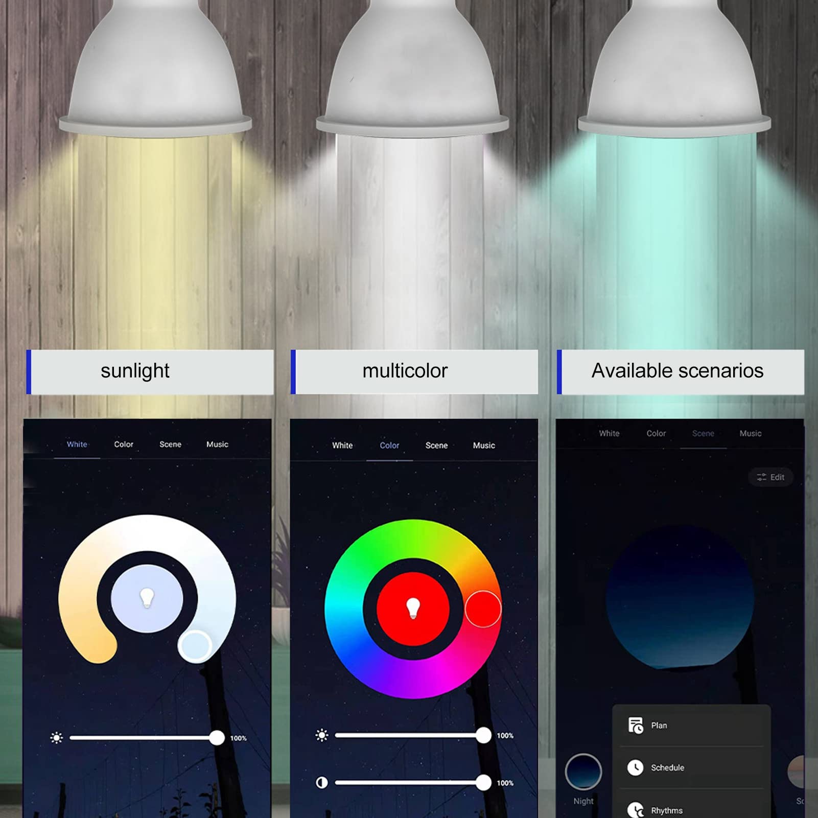 Ausla 4PCS WiFi Smart Lampadina ABS Smart LED Lampadina 4.7W 400LM RGB più 2700F a 6500F APP e Controllo Vocale per Camera da Letto Soggiorno Cucina Casa