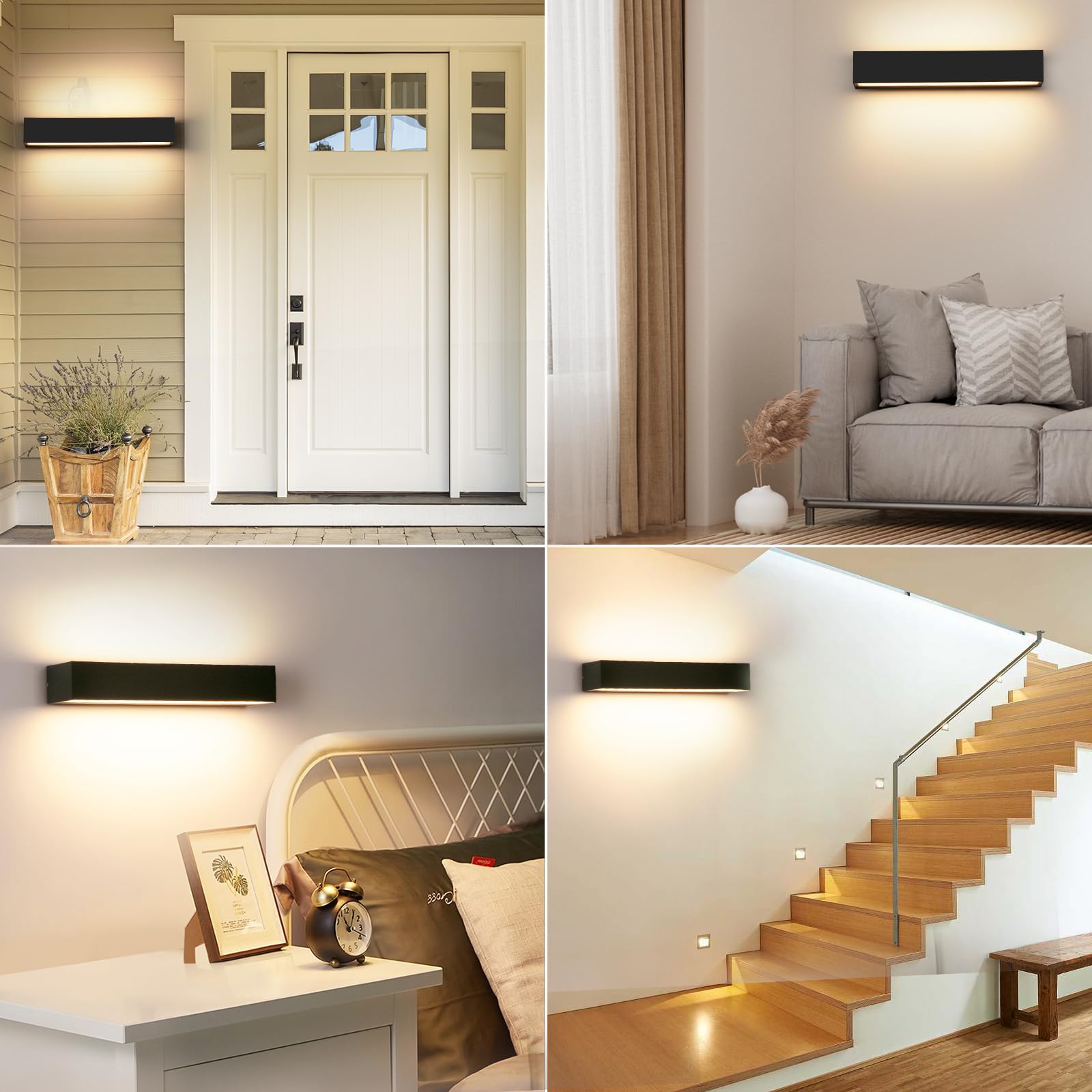 24W Applique da Parete Esterno/Interno 3000K Bianco Caldo Applique Esterno Moderno Lampade da Parete IP65 Bianco Aapplique da Esterno applique da parete Esterno applique da Interno applique Interno