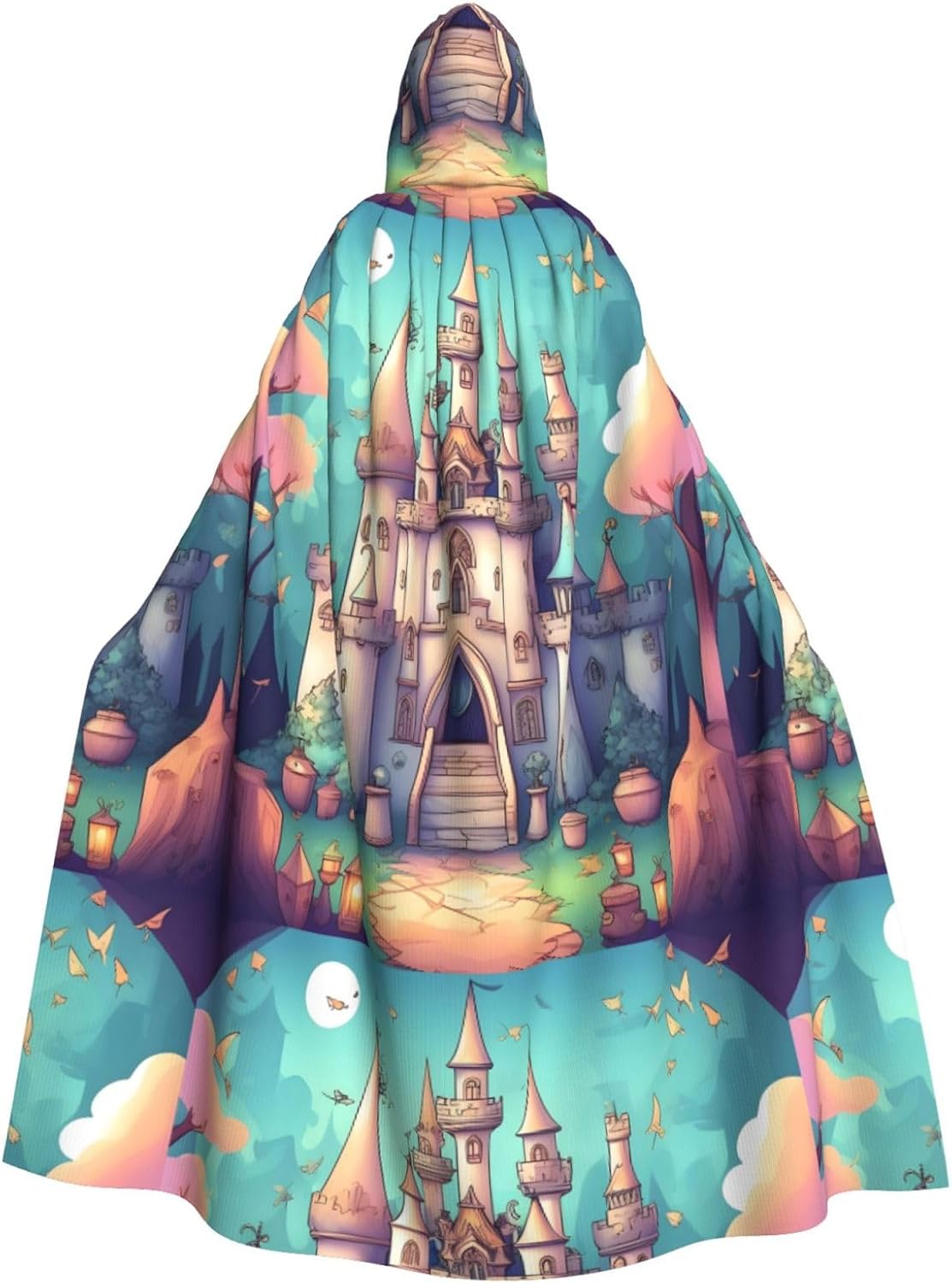 Classical Castle Men Women Halloween Role Play Party Decoration Hooded Poncho Black