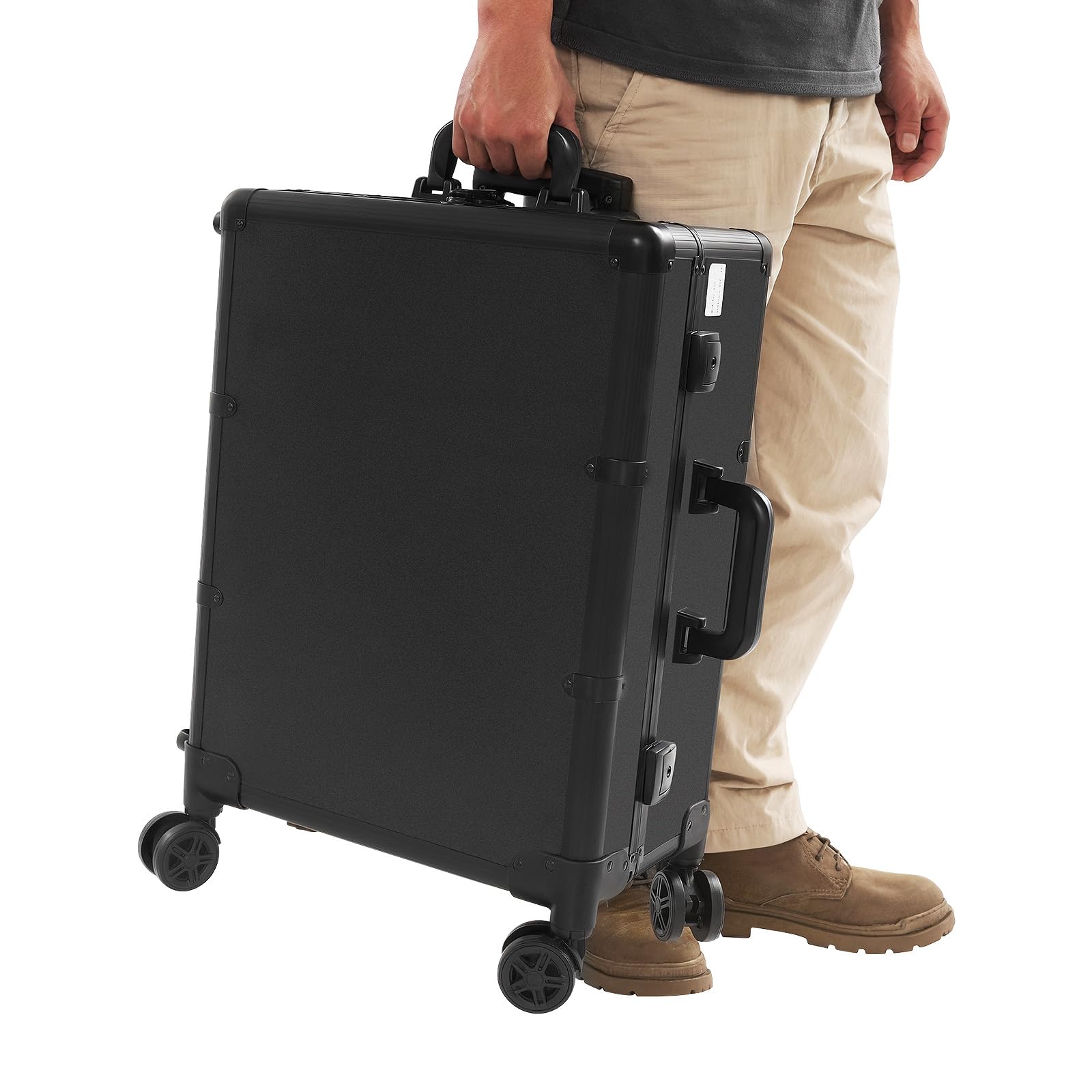 Mobiler Schminkkoffer, Make up Trolley mit LED Licht und Spiegel, höhenverstellbar, Aluminiumlegierung, professioneller Beauty Arbeitstisch, geeignet für Friseur, Tattoo und Nageldesign