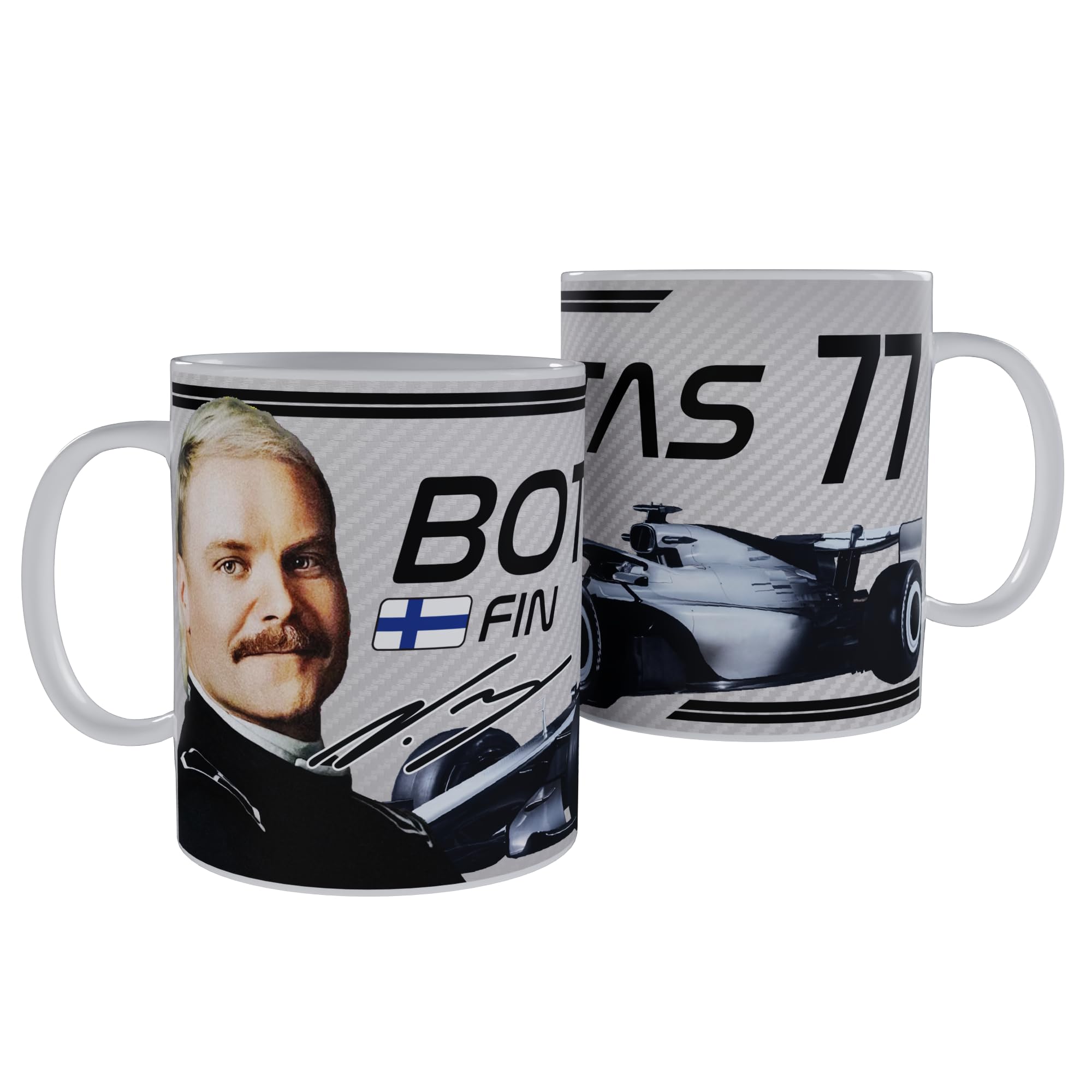 Bottas Mug F1 Inspired Racing Fan Gift 11oz Ceramic Mug 2026 (Grey)