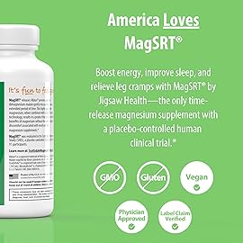 Jigsaw Health MagSRT | Magnesium Supplement with Vitamin B6, Folate & B12 | 240 Tablets | 60 Servings