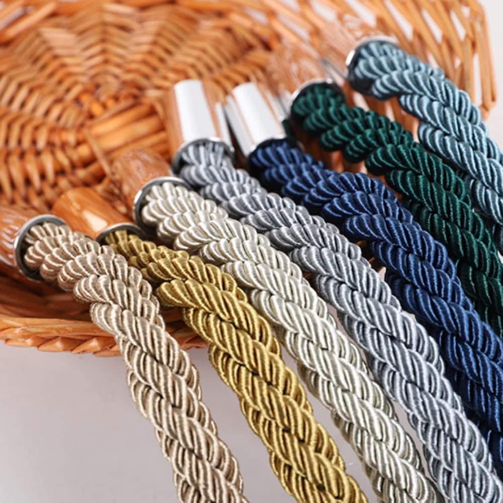 TopHomer Magnetic Curtain Tiebacks Modern Curtain Holdbacks Curtain Ties with Thicker Twist Rope for Home Office Outdoor Window Drapery (Blue, 4)