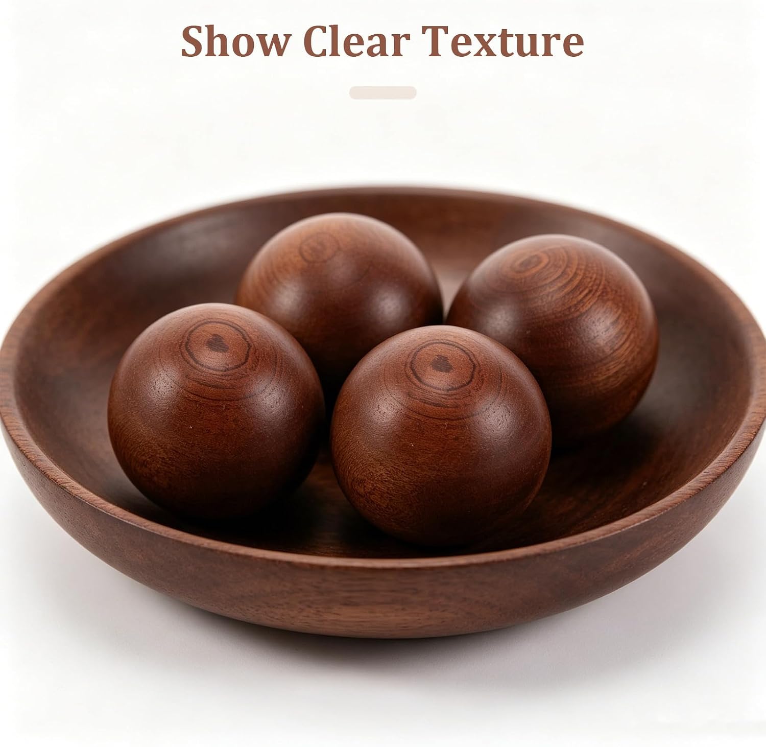 Mikinona Wooden Bowl Filler Ornaments Round Wooden Balls 4pcs 2.4in Sphere Orbs Rustic and Modern Style for Home Decor for Everyday Decorative Settings and Dining Room Centerpiece