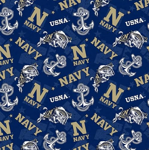 United States Naval Academy Midshipmen Fabric – Officially Licensed Navy Cotton Quilting Fabric by Sykel Enterprises, Precut Yardage for Sewing & Crafts Tone on Tone