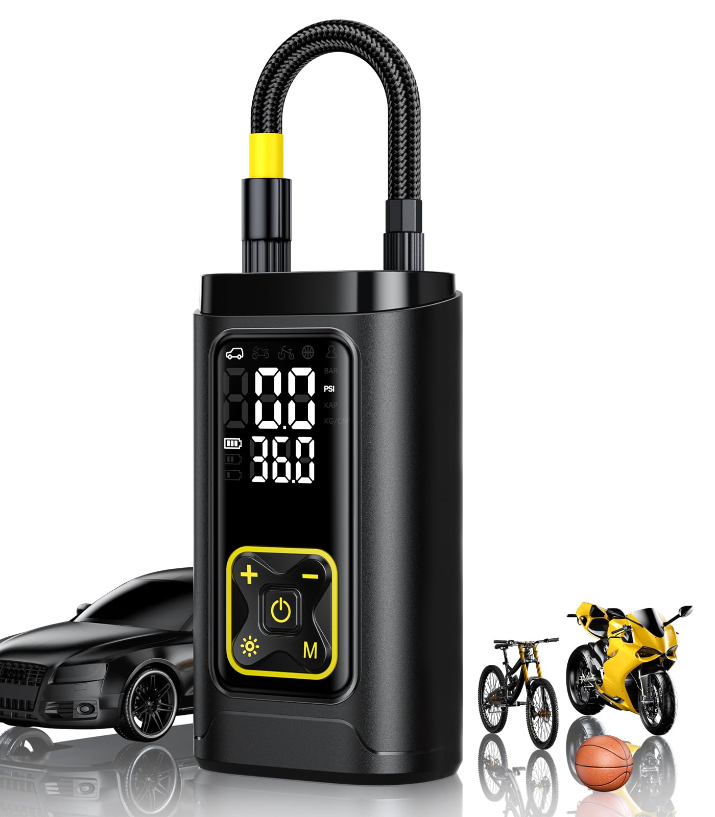 Philoent Tire Inflator Portable Air Compressor for Car Tires with Gauge, 150PSI Fast Bike Air Pump for Auto, Motorcycle, Bicycle, Balls, Digital Tire