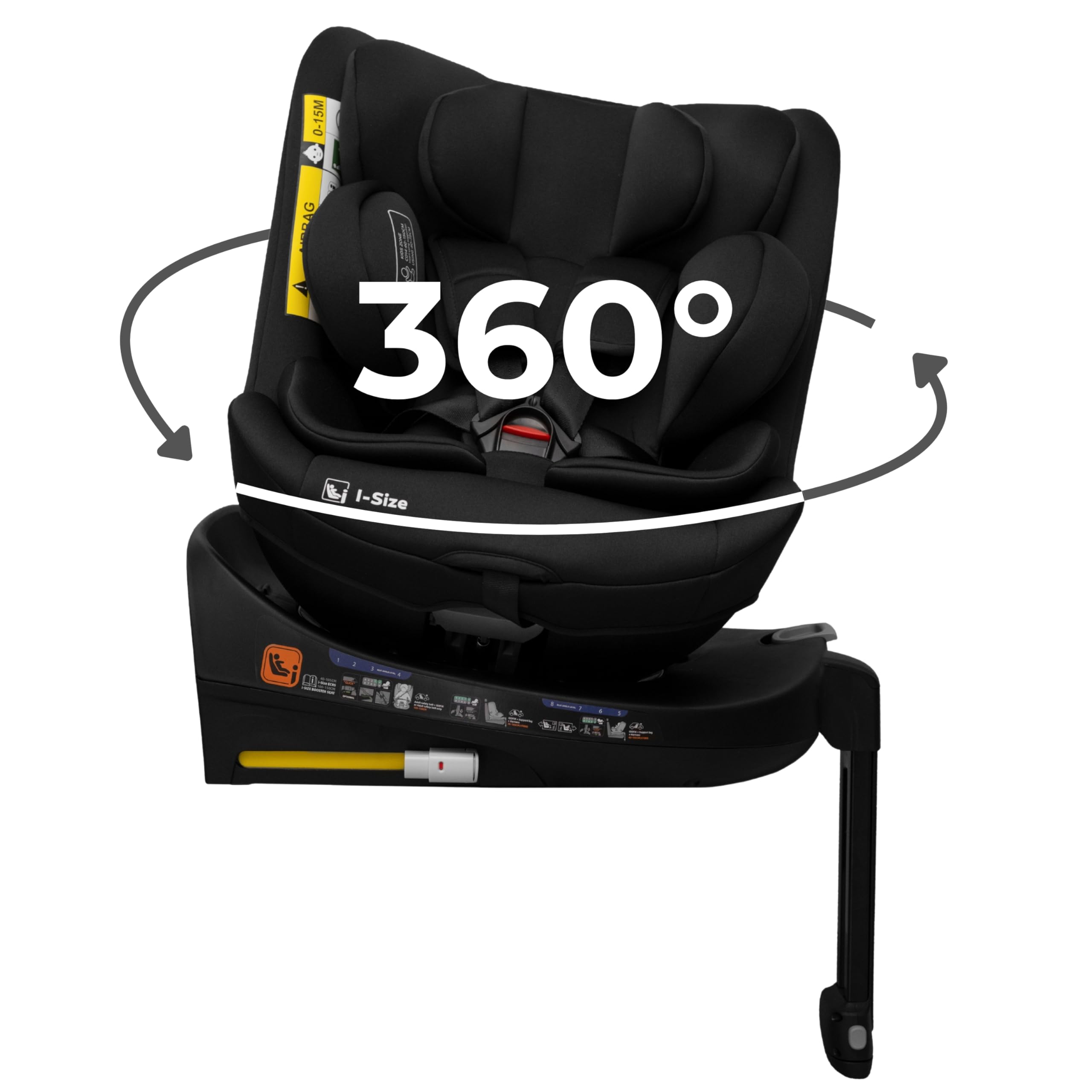KidsZone Silla Coche Bebe Grupo 0 1 2 3 Isofix, Pata Apoyo - Silla de Coche 0-36 kg (40-150 cm i-Size) Giratoria 360º - 8 Posiciones Reclinación, 12 Posiciones Reposacabezas