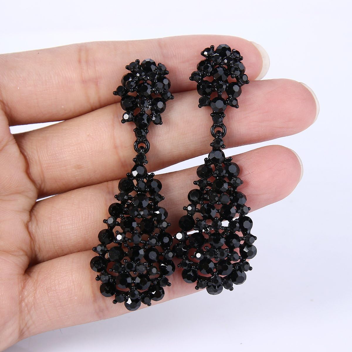 EVER FAITH Women's Austrian Crystal Party Hollow-out Teardrop Dangle Earrings - Image 4