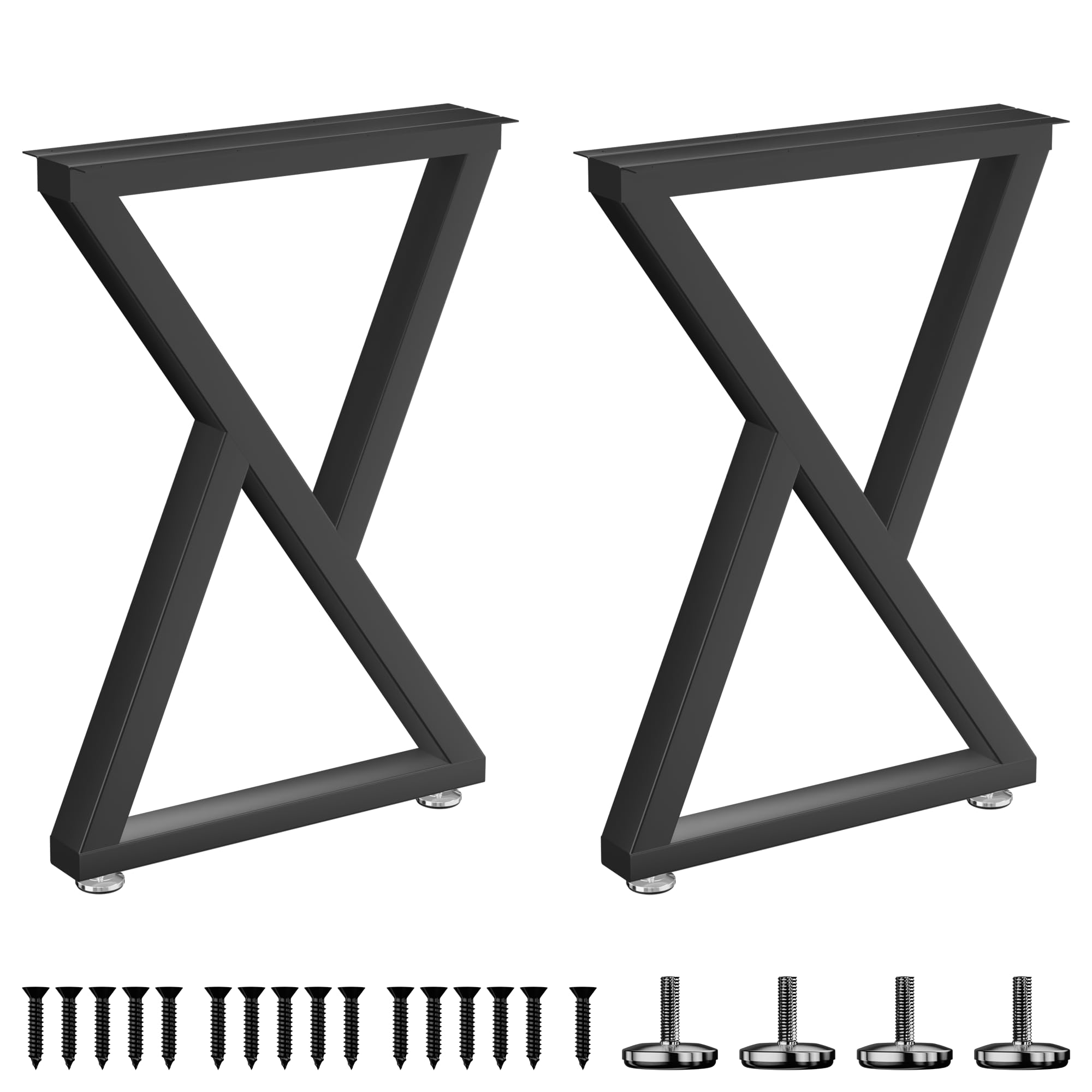 Tischbeine Metall Schwarz, Satz von 2, 72 x 50cm, schwarz pulverbeschichtet möbelfüße, Tischgestell Metall Tischgestell, DIY Esstisch Schreibtisch Büro Schreibtisch