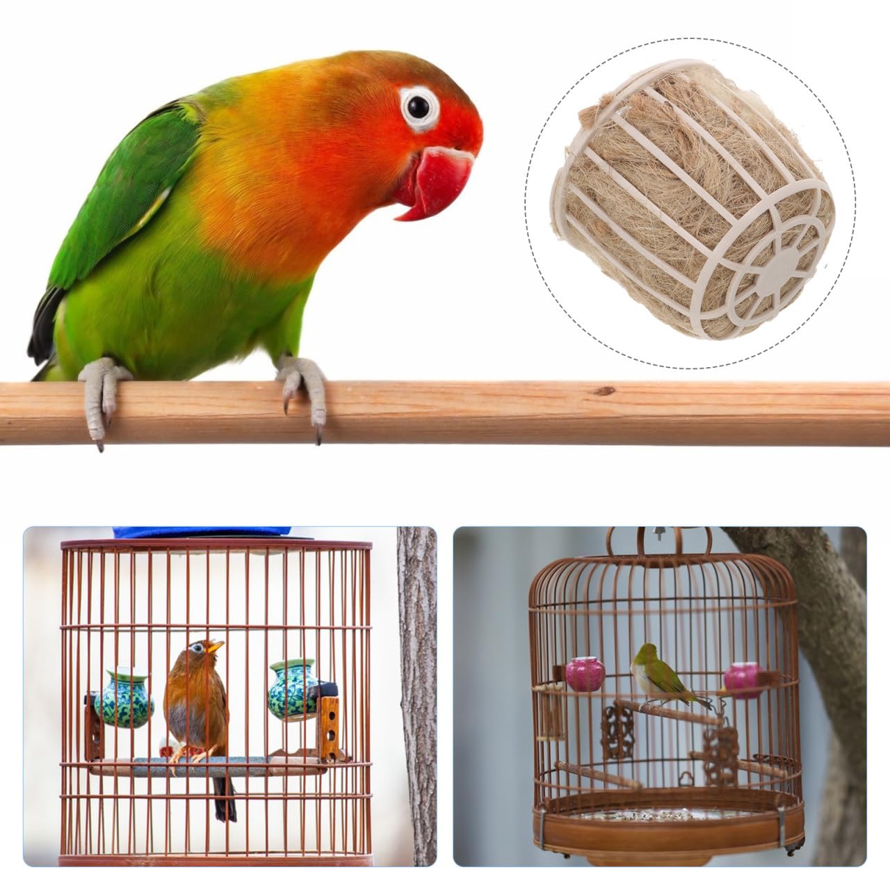 Milisten Juego de 3 Piezas de Material para Nidos de Pájaros de Jute Beige Textura Agradable y Amplia Compatibilidad Adecuado para Anidación de Aves en Jardín