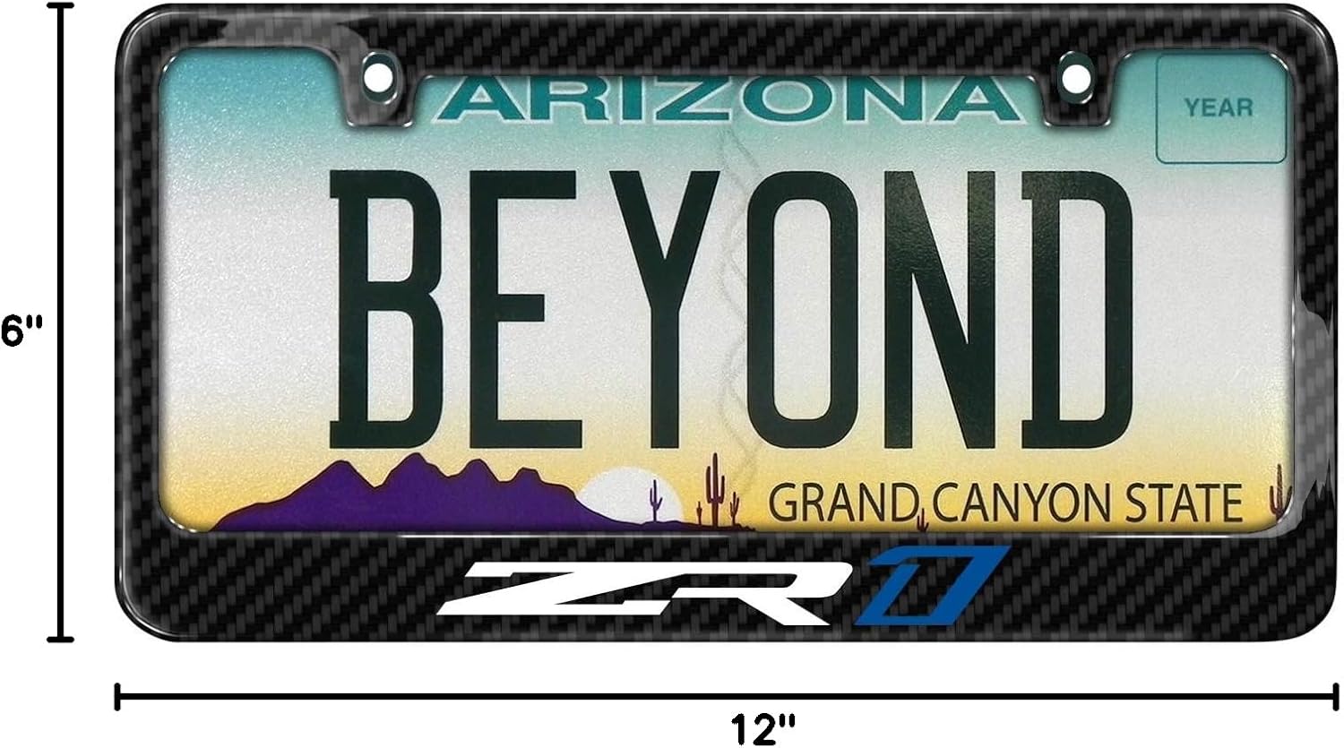 iPick Image Made for Chevrolet Corvette C7 ZR1 Black Real 3K Carbon Fiber Glossy Finish License Plate Frame