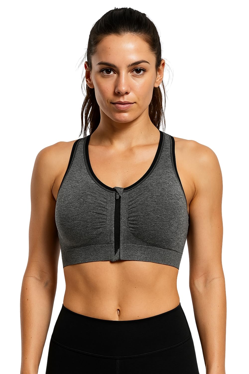 Women's Sports Bra Front Zipper | Stretchable, Wireless, Medium Impact Workout Bra for Yoga, Running & Cycling | Racerback, Lightly Padded, Removable Pads, Breathable, Non-Wired, Gym Bra-image-15