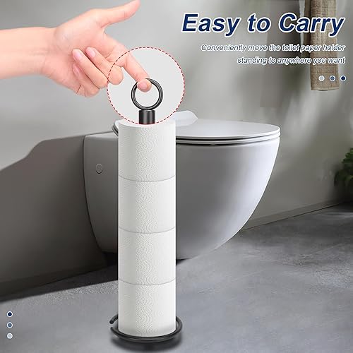 Miniatura 5 de NearMoon Soporte de papel higiénico de baño, almacenamiento de papel de seda independiente con reserva, soporte de 4 rollos para baño o cocina, todo