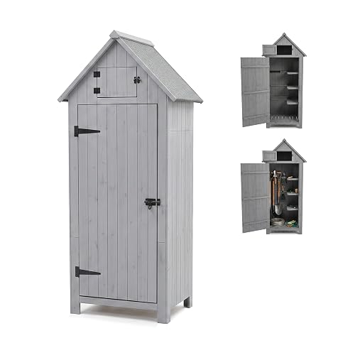 Relaxdays Armoire de Jardin, Bois, Toit asphalté, 3 étagères Amovibles,