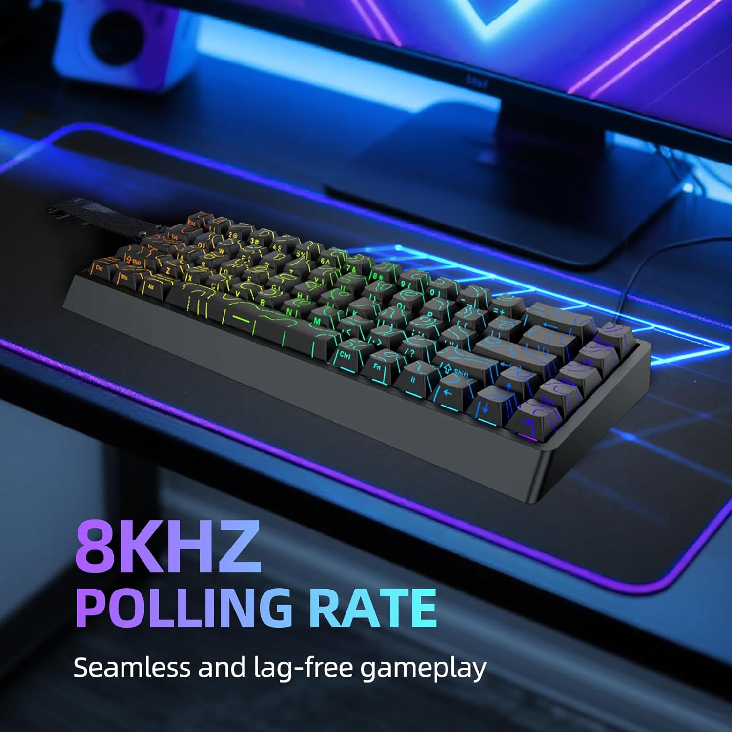 IROK ND68PRO 68 Keys Wired Magnetic Switch Keyboard, 0.001MM RT Accuracy, 8KHZ Polling Rate/Latency As 0.08MS/256KHZ Single Key Scan Rate/ARGB，Hot Swappable,Gasket Structure Gaming Keyboard(Black)