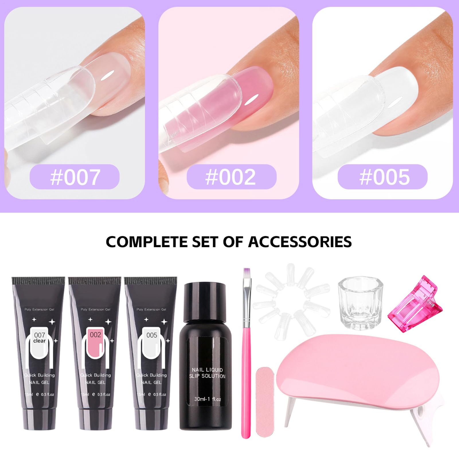 Kit Gel Per Unghie Poly - Kit Per Unghie Acrilico, Forniture Per Manicure Da 30 Ml, Set Per UnghieOly Per Manicure | Per Principianti Professionisti Amanti Della Bellezza Studenti Donne Signore Mogli