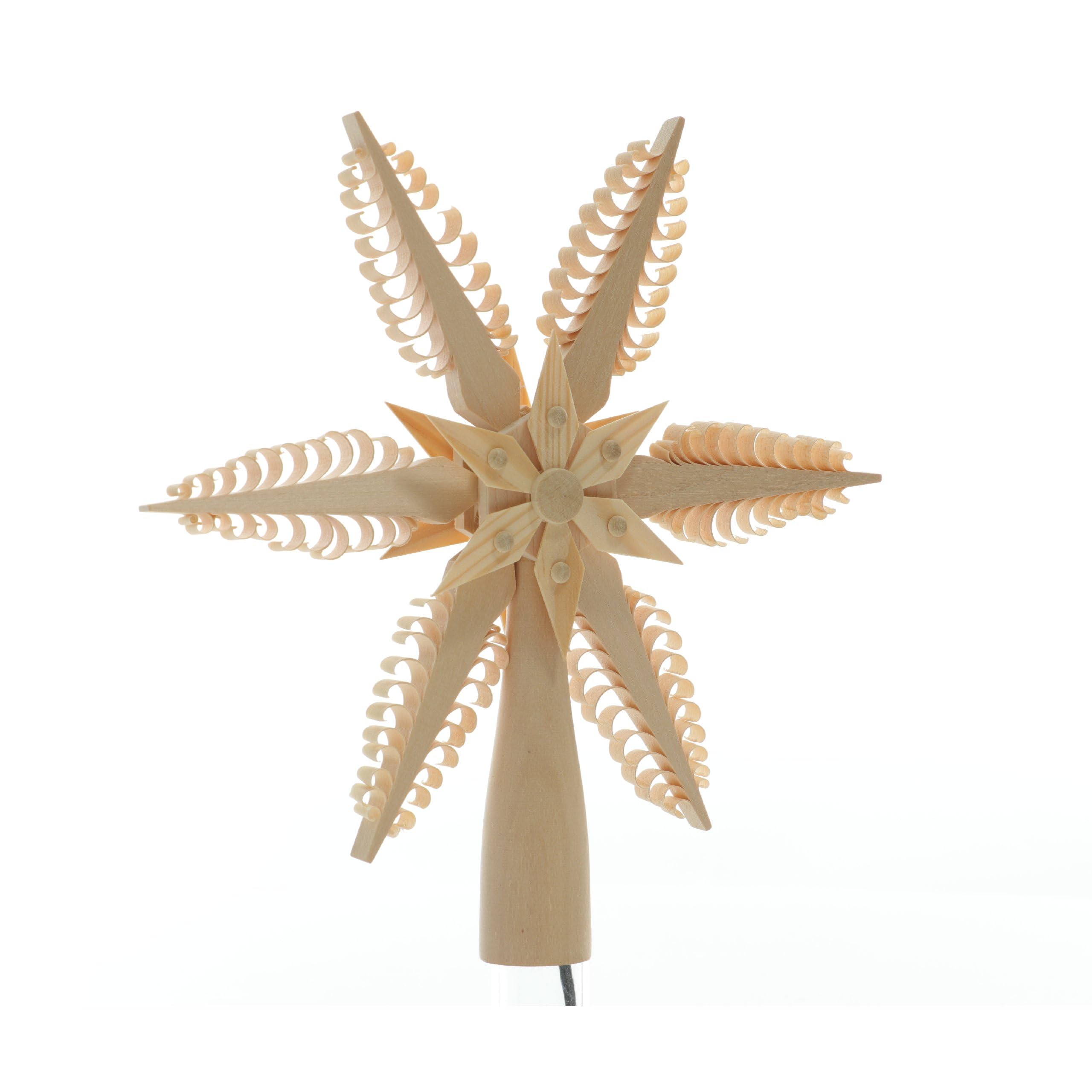 Rudolphs Schatzkiste Baumschmuck Christbaumspitze EL. Beleuchtet Mitte mit Holzstern(Beidseitig) BxHxT=20x20x3cm NEU Weihnachten Christbaum Baum Spitze Holzschmuck Holz Seiffen Erzgebirge De