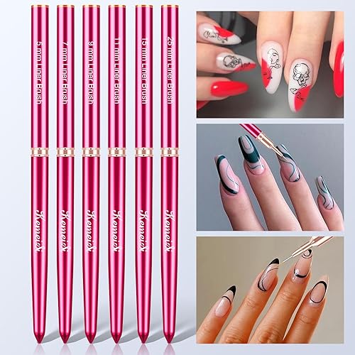 Miniatura 4 de 6 pinceles para arte de uñas, pincel de rayas para pintura de esmalte de gel, pincel de detalle fino, diseño de arte de dibujo fino, tamaño de