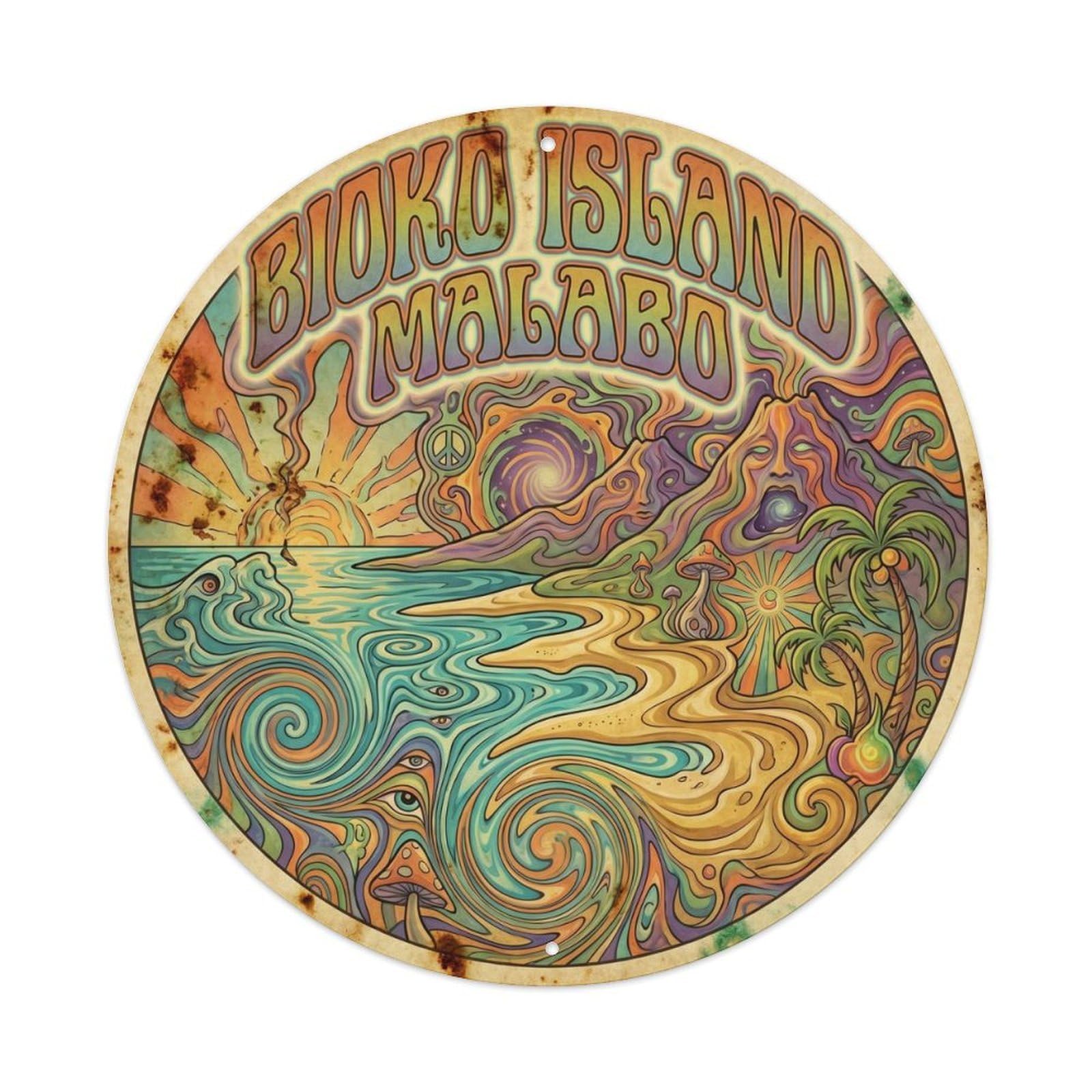 Olyhtr 8X8inch Classic Style Bioko Island Malabo Coastal Travel Psychedelic Metal Tin Sign