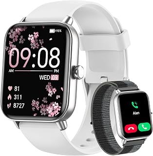 Smart Watch for Android Phones & iPhones, 120+ Sport Modes Fitness Watch | Make/Answer Calls, 1.85" Fitness Trackers for Women Men with SpO2/Sleep/Heart Rate Monitor, 3ATM Activity Tracker, 2 Bands