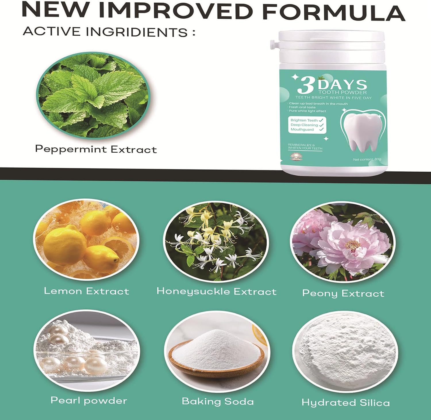 3 Days Tooth Powder Teeth Whitening Powder – Remineralizing Tooth Powder for Sensitive Teeth, Stain Remover, Tooth Polisher, Tooth Paint, Brightens and Strengthens Enamel in 5 Days