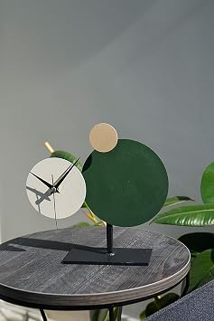 Analog Muyika Pavimento Metal Masa Saati Ye il-krem-s.kahve 26x25cm Mms Ye il Modern Metal