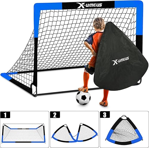 Miniatura 4 de Kids Soccer Goals for Backyard Set of 2, 4x3 ft Portable Pop Up Soccer Goal Training Equipment with Soccer Ball, Ladder and Cones, Soccer Nets for