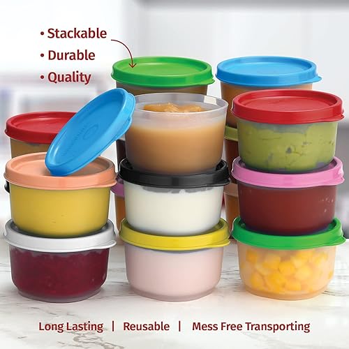 Miniatura 7 de SIGNORA WARE Contenedores de plástico reutilizables para almacenamiento de alimentos, paquete de 16 unidades, 4 onzas, recipientes herméticos