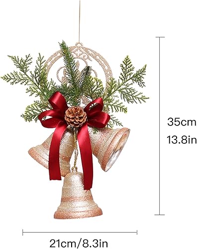 Miniatura 6 de belupai Adornos de campana de Navidad, campanas rústicas de la suerte para colgar en la cuerda, decoración colgante del árbol de Navidad, campanas