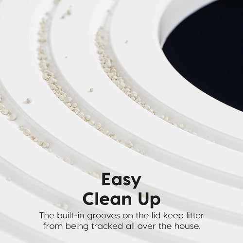 Miniatura 3 de IRIS - Caja de arena higiénica para gatos con entrada en la parte superior, grande, color azul marinoblanco