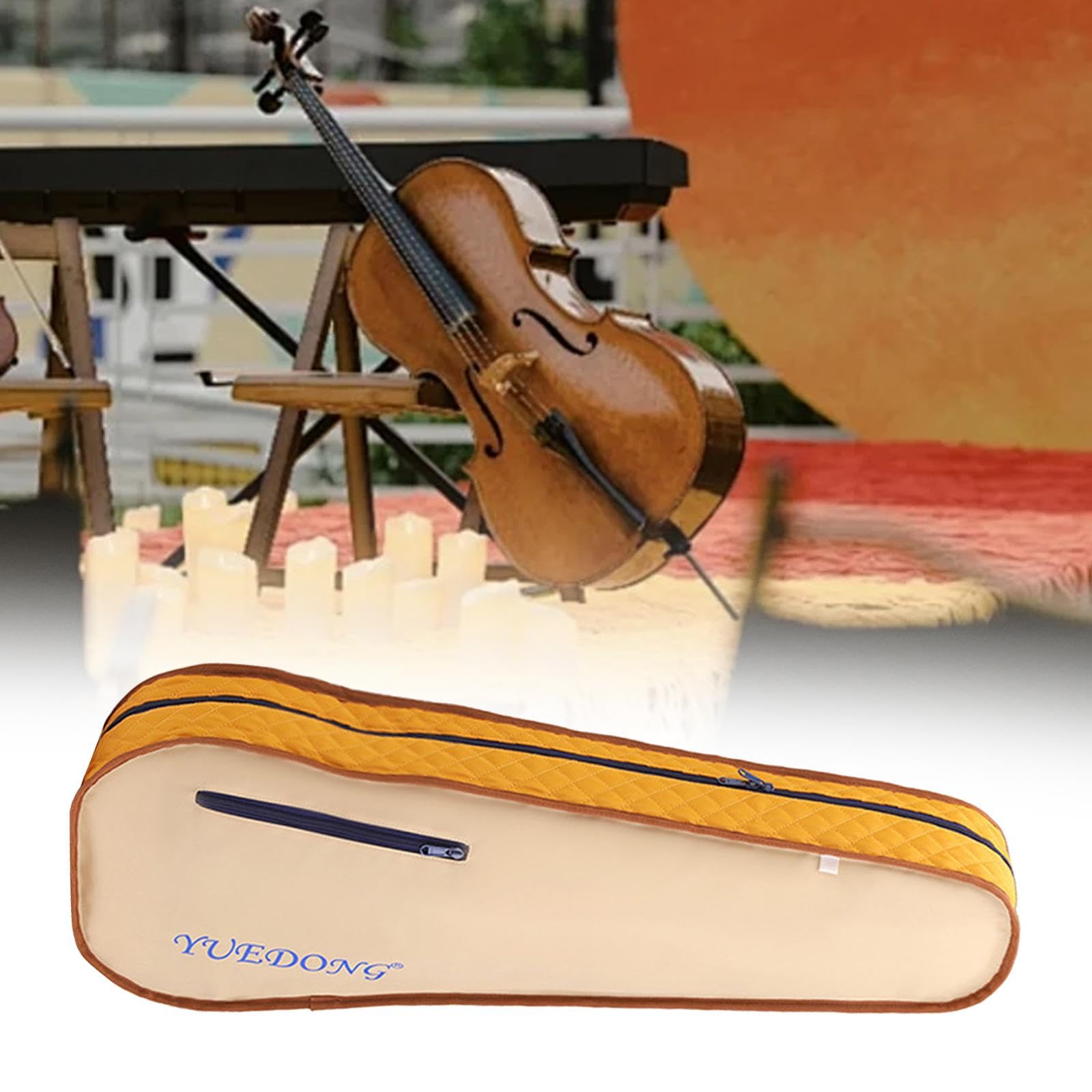 Estuche de Violín Rígido Portátil Ligero con Correa Ajustable Y Compartimento para Accesorios Hecho de Tela Compuesta Resistente Al Agua Adecuado para, Amarillo