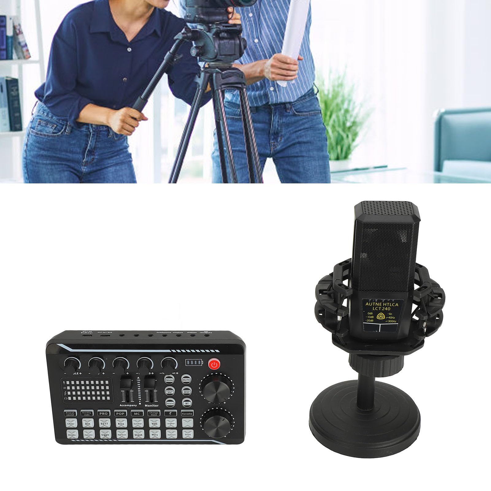 Paquete de Equipo de Podcast Micrófono de Condensador Cardioide Profesional Mezclador de Sonido para Grabación de Podcasting Canto Transmisión de Juegos Portátil