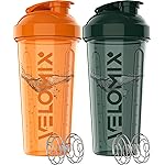 VELOMIX -2 Pack- 28 oz Protein Shaker Bottles for Protein Mixes - 2x Wire Whisk | Leak Proof Shaker Cups for Protein Shakes | Protein Shaker Bottle Pack | Shakers for Protein Shakes-Green&Orange