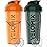 VELOMIX -2 Pack- 28 oz Protein Shaker Bottles for Protein Mixes - 2x Wire Whisk | Leak Proof Shaker Cups for Protein Shakes | Protein Shaker Bottle Pack | Shakers for Protein Shakes-Green&Orange