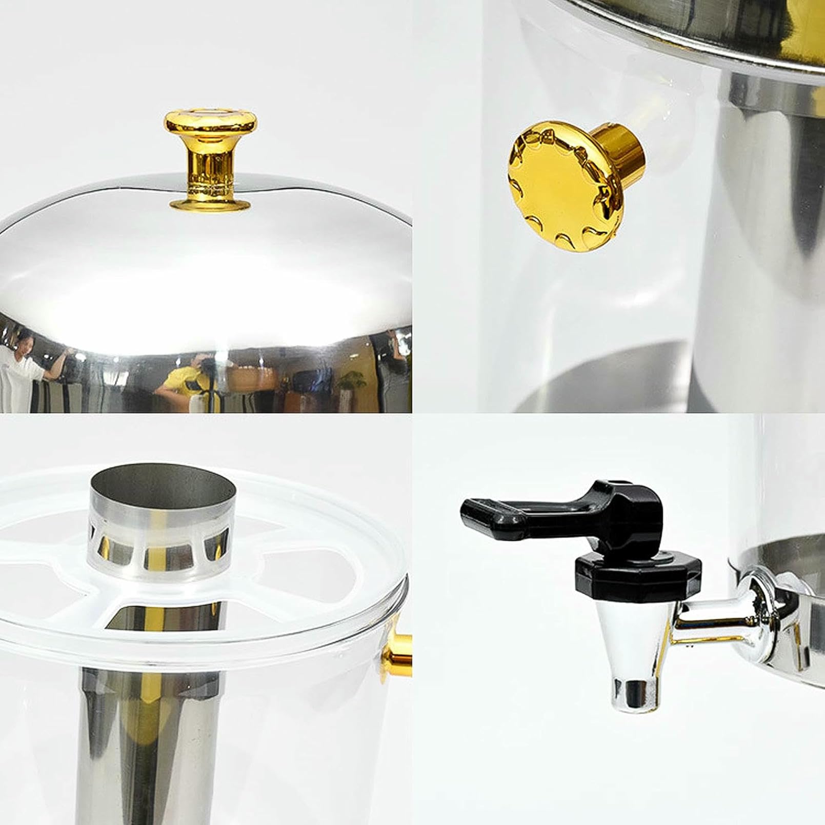 Urna Chafer, Urna Chafer per caffè, Dispenser per Bevande Calde E Fredde, Dispenser per Succhi di Frutta 8/16/24L, Dispenser per Bevande per tè Freddo in Acciaio Inossidabile Attrezzato