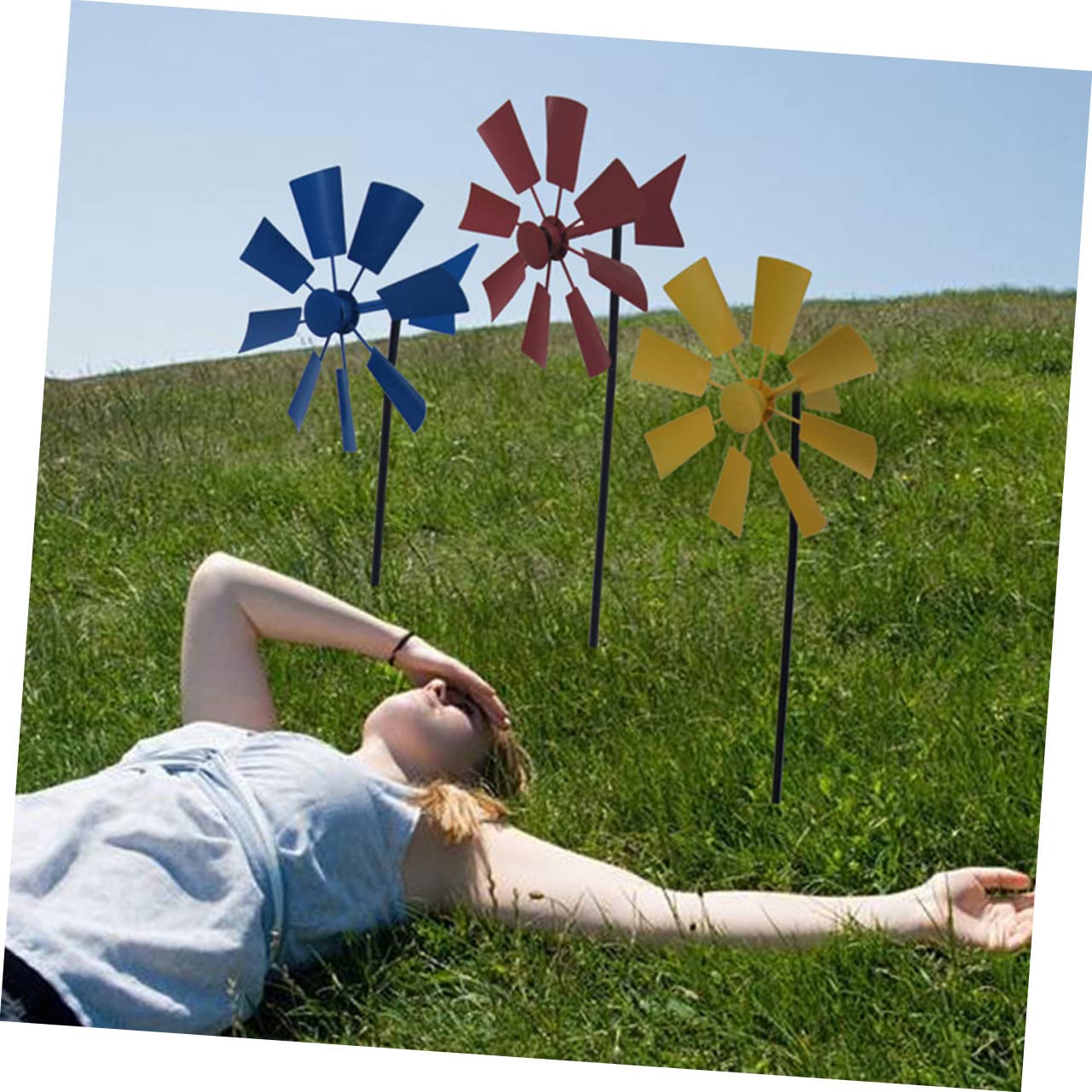 Toyvian 3 Stück Garten Windmühlen Dekoration Große Rotierende Windräder für Outdoor und Garten Metall Spinners