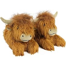 Highland Cow Slippers Soft Warm Anti-Slip Comfortable Shoes | Plush Animal Slippers for Lover Indoor Winter Bedroom Living Room Apartments Hotels