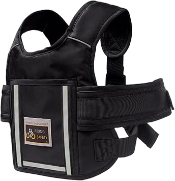 Kids Motorcycle Harness Breathable Adjustable Anti-Drop Safety Protective Motorcycle Harness for Kids with Reflective Strip and Metal Buckle for Bike Electrocar Ride Safer Travel Vest