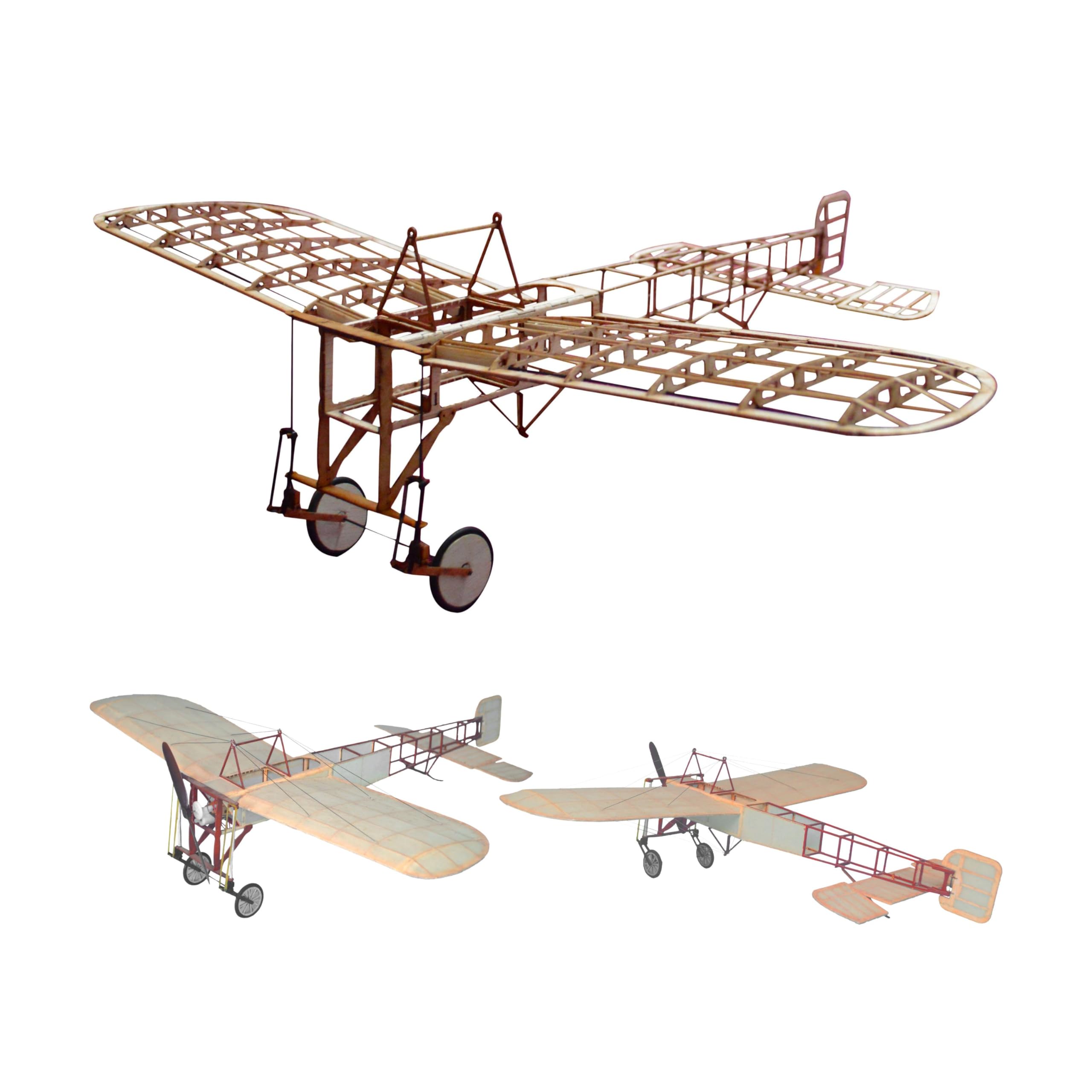 Blériot XI Slow Flyer Modellflugzeug Kit, Maßstab 1:20, 420 mm Spannweite, RC Flugzeugmodell Baukasten, Modell Flugzeug zum selbst Bauen, gelaserte Balsa Holz Bauteile, 420 x 370 x 130 mm, 30 g RTF