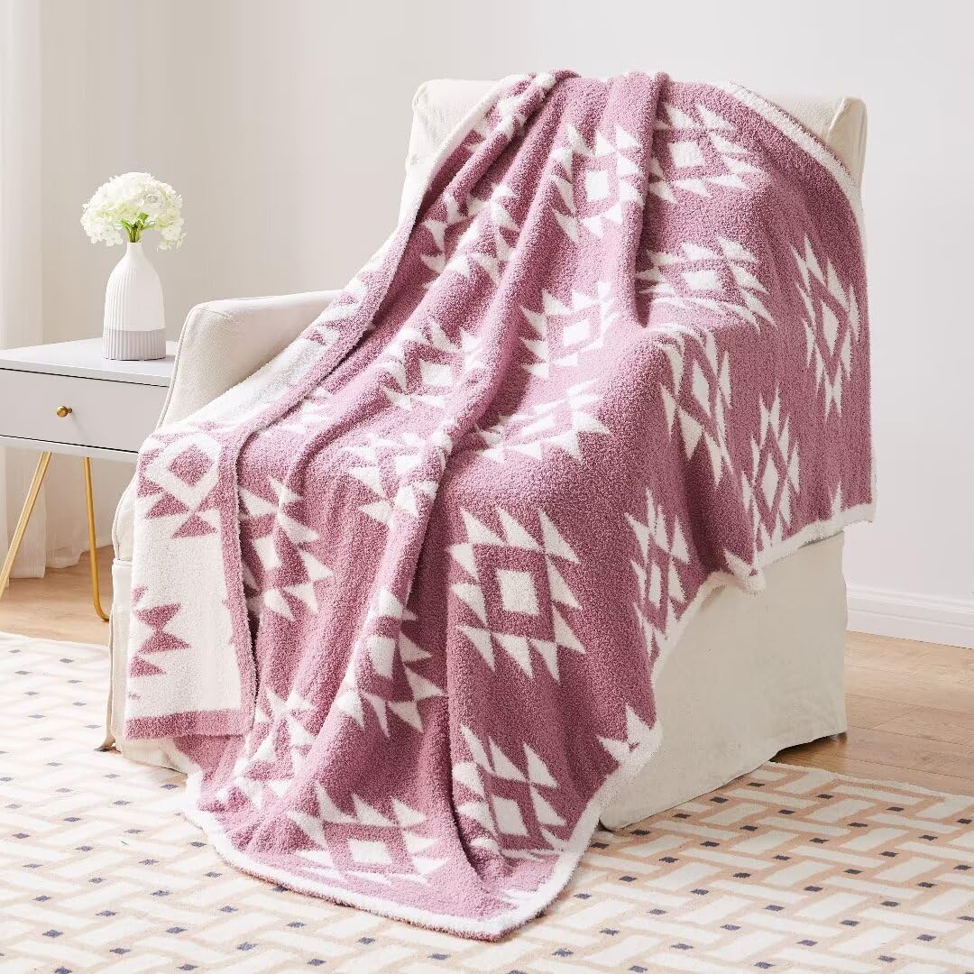Soft Southwest Throw Blanket - Aztec Native American Throws Cover for Couch Chair Sofa Bed Outdoor Travel, 51"x63"